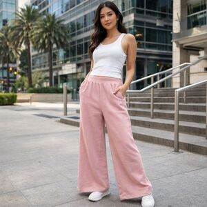 Adidas Rayon Blend Wide-Leg Pants | Soft Athleisure Lounge Joggers with Pockets